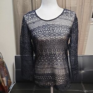 Adorable Black Lace Women's Blouse